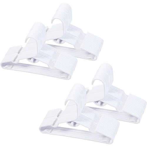 Stackable Plastic Baby Hangers, 100 White, Non-Slip Shoulder Grooves, Ideal for Laundry and Nursery, 11.5in x 6.5in
