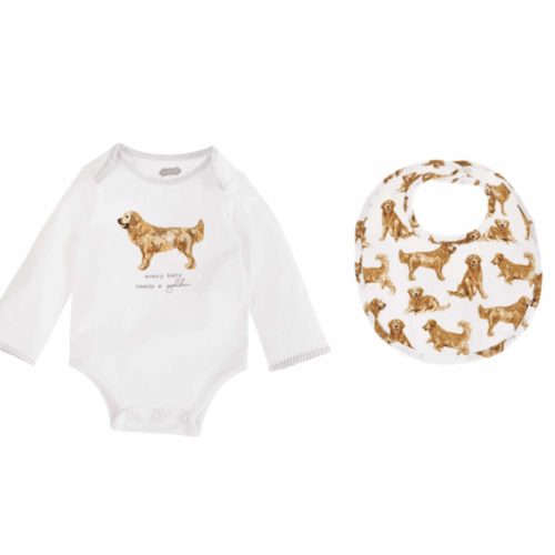 Golden Dog Bodysuit and Bib Set | Mud Pie