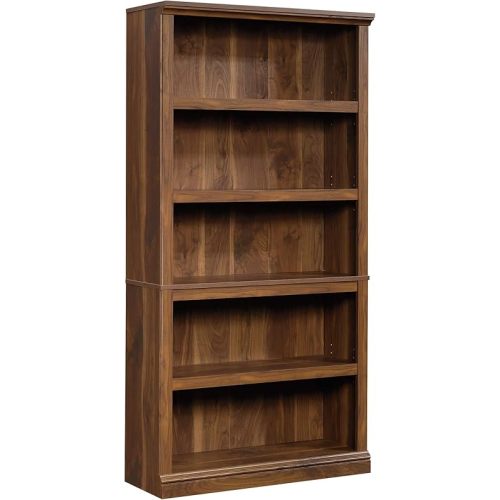 Sauder 5 Tier Book Shelf Wooden Bookcase Multipurpose Bookshelf for Home Office, Living Room, in Grand Walnut