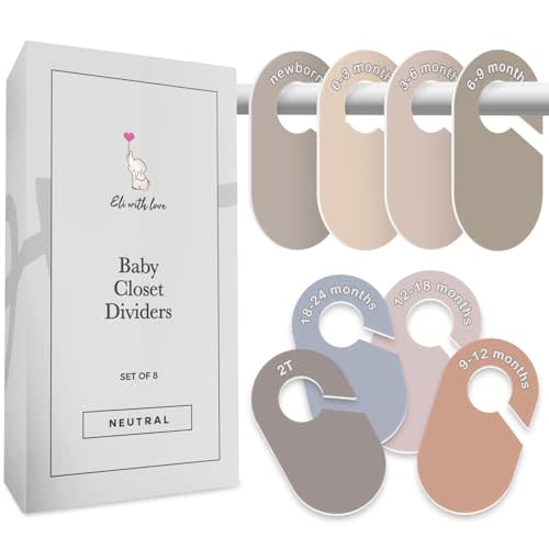 Eli with Love Baby Closet Dividers (Neutral) - Ideal Baby Clothes Dividers – Organize Nursery Closet Hangers by Size/Age