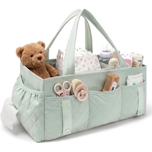 Diaper Caddy Organizer, Baby Essentials Storage Basket, Sage Green
