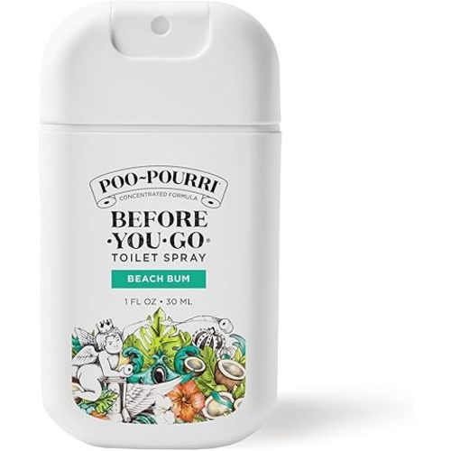 Poo-Pourri Before-You-Go Pocket Toilet Spray, Travel Essentials, Beach Bum, 1 Fl Oz, Up to 50 Uses, On-The-Go Bathroom Odor Deodorizer with Essential Oils, TSA Approved Size, Coconut Orchid Scent
