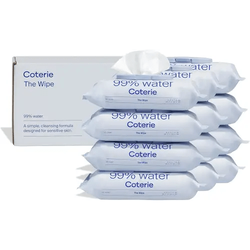 Coterie Baby Wipes for Sensitive Skin, Plant-Based and Plastic-Free Fibers, 99% Water, Hypoallergenic, pH Balanced, Unscented, Clean and Gentle Baby Essentials, 12 Pack, 672 Count