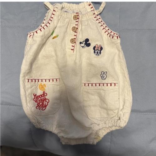 Cream and red Disney baby romper #baby #disney