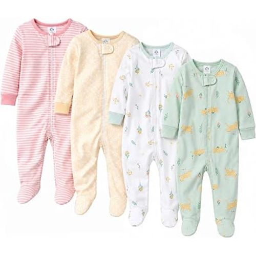 Gerber Baby Girls 4-Pack Sleep 'N Play Footie