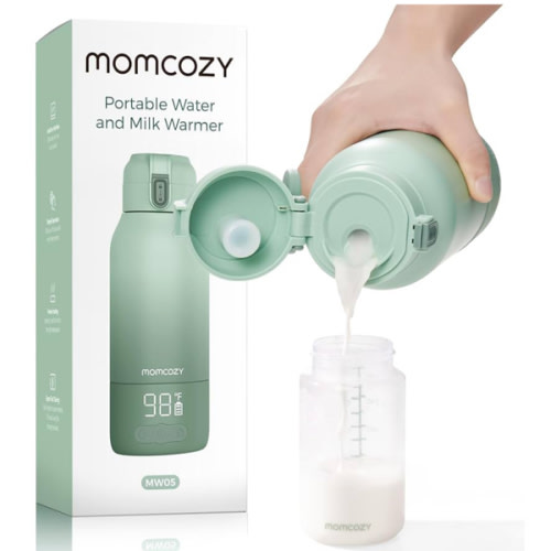 Momcozy Portable Milk Warmer for Travel – Dual Heating Modes for Breast Milk & Water, Portable Bottle Warmer with Fast Heating & Long Battery Life, 17 Ounces Large Capacity to Meet Your All-Day Needs