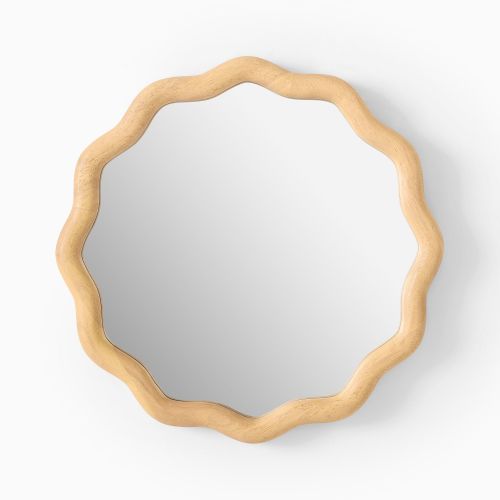 Round Wavy Wood Wall Mirror