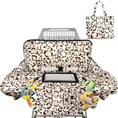 Shopping Cart Cover for Baby 2-in-1 High Chair Cover with Safety Harness Multifunctional Grey Pattern Cart Covers for Babies Soft Padded Grocery Cart Cover for Baby Boy Girl