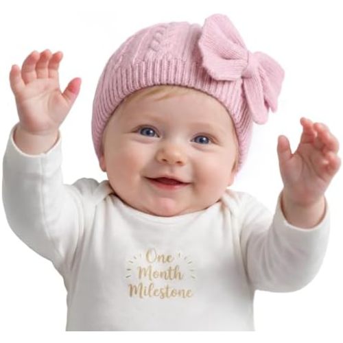 Zando Newborn Baby Girls Winter Hat Cute Bow Infant Beanie 0-6 Months