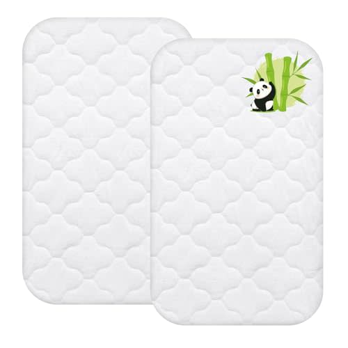 Waterproof Bassinet Mattress Protector Cover, Fits for AMKE, Baby Joy, Ezebaby, bonbay and Larex Baby Bassinet, 2 Pack, Skin Friendly and Breathable Bassinet Mattress Pad