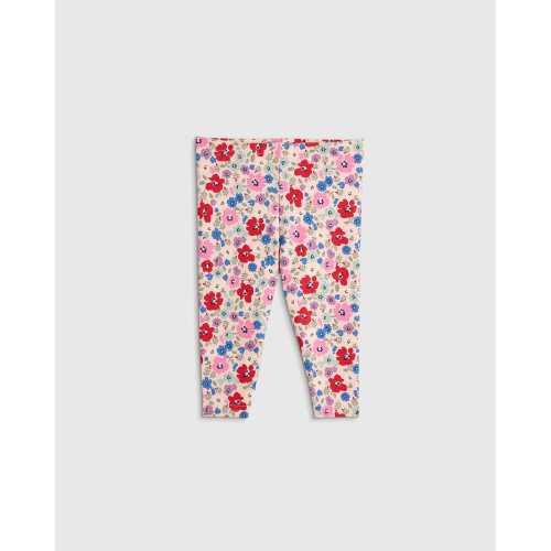 Organic Cotton Leggings in Red Poppy Floral