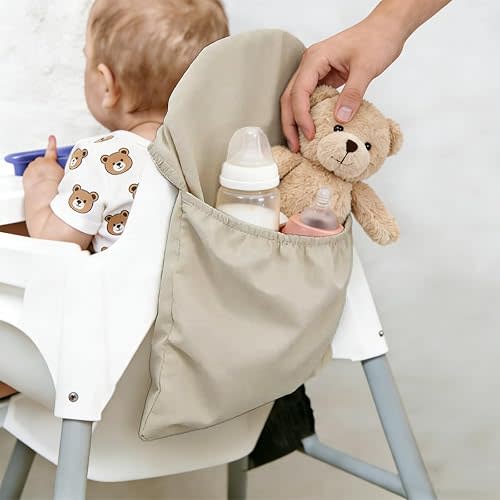 Baby High Chair Handy Pocket Pouch - Universal Highchair Caddy Organizer Storage Pouch, Compatible with IKEA Antilop High Chair, Toddler Mealtime Chair Back Pocket