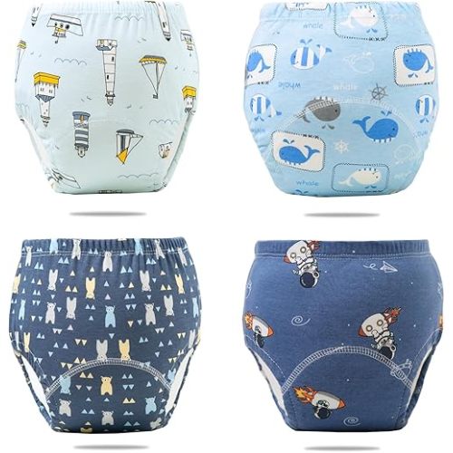 Upairy Training Pants Potty Training Underwear for Boys Girls,Toddler Potty Pants for 2T-6T,Soft Absorbent & Leak-Proof with Characters, 100% Cotton Washable (4PCS,L)