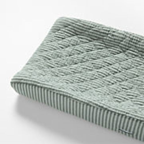 Supersoft Pine Green Striped Organic Cotton Gauze Baby Changing Pad Cover + Reviews | Crate & Kids