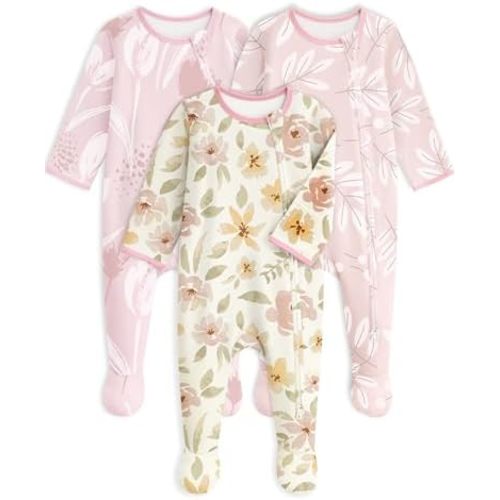 Baby Pajamas 100% Cotton Baby Sleepers for Newborn 0-3 3-6 6-9 Months 3Pcs Footie Pajamas Baby Boys Girls Clothes