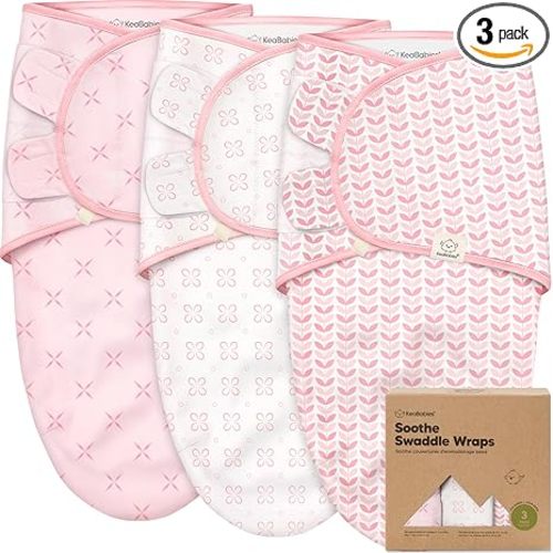 3-Pack Organic Baby Swaddle Sleep Sacks - Swaddles for Newborns, Infant 0-3 Months, Baby Girls, Boys, Soft & Snug Newborn Sleep Sack, Nursery Swaddling Blankets (Blossom, OS)