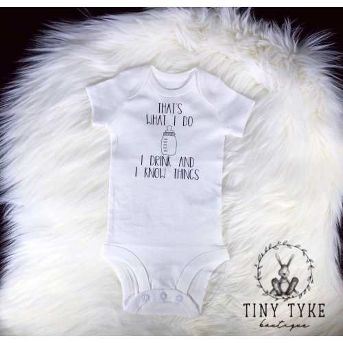 I Drink and I Know Things Bodysuit, Funny Bodysuit, Custom Bodysuit, Baby Gift, Baby Shower, infant clothing, child clothing