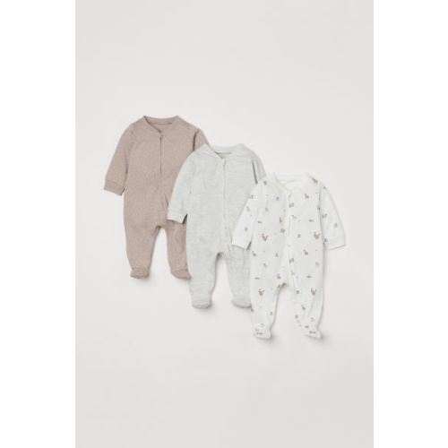 3-pack Jumpsuits with Zipper - Taupe/animals - Kids | H&M US