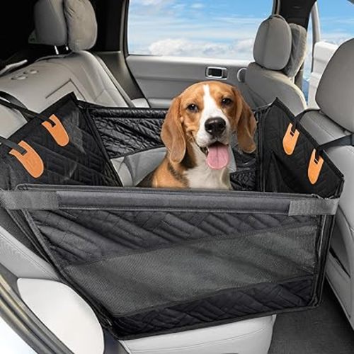 Kohree Dog Car Seat Cover for Small Dogs, Hard Bottom Dog Car Seat Cover for Back Seat with Pipe Waterproof 600D Car Hammock for Dogs Pet Back Seat Extender for Cars SUV Truck-S
