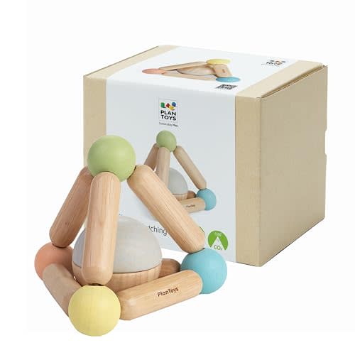 PlanToys® Triangle Clutching Toy Wooden Sensory Grasping Tool in Pastel Colours | Montessori Fine Motor & Coordination Activity for Tactile Exploration | Eco-Friendly Educational Toy