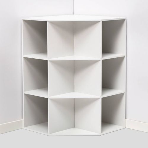 Corner Cube Bookshelf White - Room Essentials™: 3 Shelves, 9 Compartments, Bookcase & Toy Storage, 11" Cube System Compatible