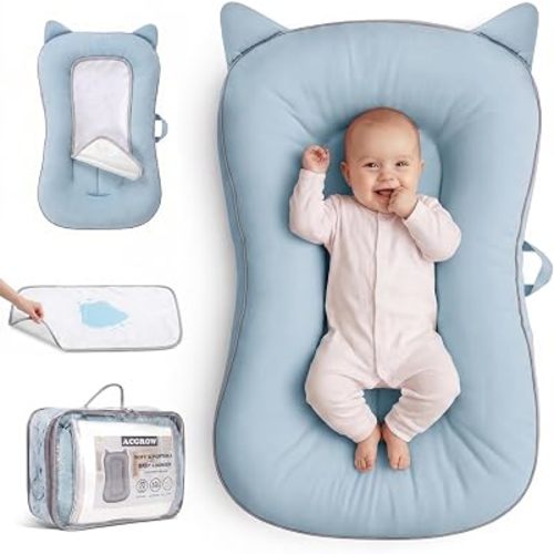 Baby Lounger for Newborn 0-24 Months, Cotton Infant Support Cushion