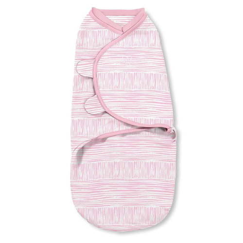SwaddleMe Natural Position 2-in-1 Swaddle with Easy Change Zipper  Size Small/Medium, 0-3 Months, 1-Pack (Sugar Stripes )