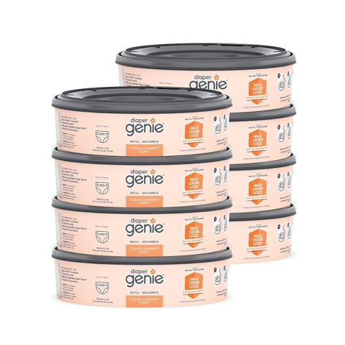 Diaper Genie Bags Refills 270 (Pack of 8) Clean Laundry Scent | Diaper Pail Refills with Max Odor Lock | Holds up to 2160 Newborn Diapers - 270 Count (Pack of 8)
