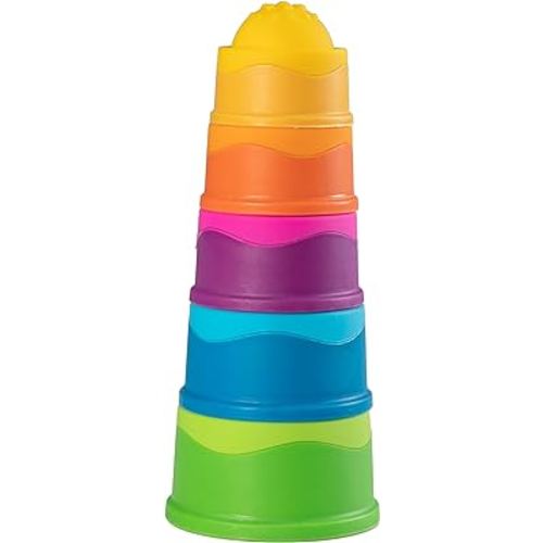 Fat Brain Toys Dimpl Stack Popping Stack & Nest Baby Toy, Sensory Toys for Babies 6 Months+, Fidget Toys for Toddlers