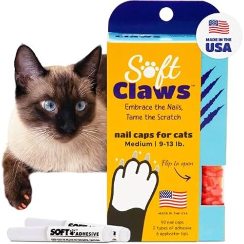 Soft Claws Nail Caps for Medium Cats, 40 Caps, Pink