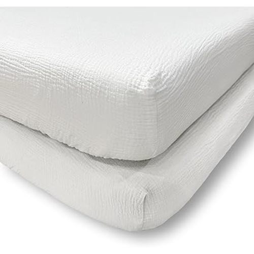 Levtex Baby - Cloud Muslin Sheet Set Crib Fitted Sheet - Fits Standard Crib and Toddler Mattress - Solid - White - Nursery Accessories - 100% Cotton