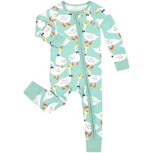 MOSSRIVER Bamboo Viscose Baby Long Sleeve Romper, Cute Pumpkin Prints Zipper Footless Jumpsuit, Toddler One-Piece Outfits