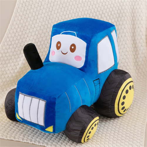 Car Plush Tractor Stuffed Cushion Truck Toy Super Cute Car Plush Pillow - Soft Plush Toy for Little Boys, Girls, Babies and Toddlers - Great Gift (Blue),