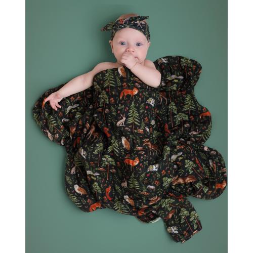 Woodland swaddle Blanket, Woodland Bamboo cotton Muslin Swaddle Blanket, forest Swaddle, Bamboo Swaddle Gender Neutral, Newborn Swaddle