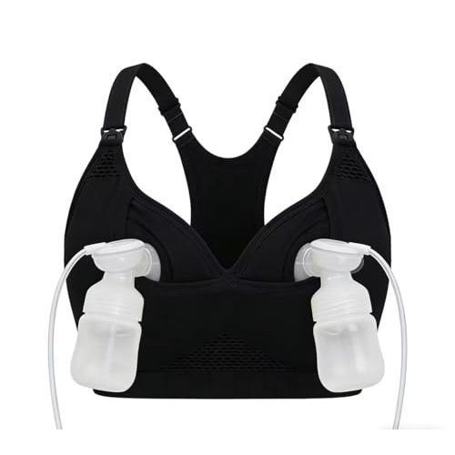 4HOW Pumping Bra Hands Free, Nursing Bras for Breastfeeding, Maternity Sports Bra