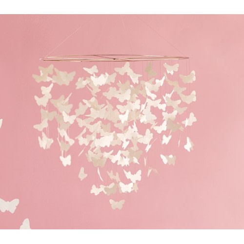 White Butterfly Ceiling Mobile