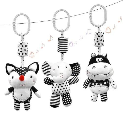 XIXILAND Baby Toys for 0 3 6 9 12 Months Black and White High Contrast Baby Toys, Stroller Toy Car Seat Toy Baby Rattle with Wind Chimes, Newborn Toys Infant Toys Hanging Toys for Babies Boys Girls