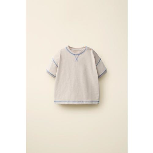 TOPSTITCHED T-SHIRT CREATED BY CARAMEL LONDON X ZARA - Beige | ZARA United States