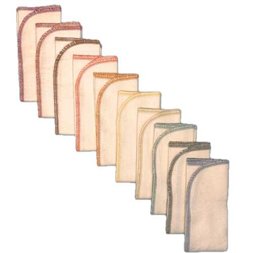50 pack GOTS Certified Organic Cotton Cloth Wipes Little Wipes 8x8 1-Ply.....Your Choice of Edging Color · Handmade in the USA!