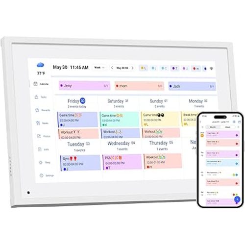 10.1 inch Wall Planner Digital Calendar & Chore Chart, Smart Touchscreen Interactive Display for Family Schedules, Hearth Display Digital Calendar, Great for Organizing Your 2025 Year