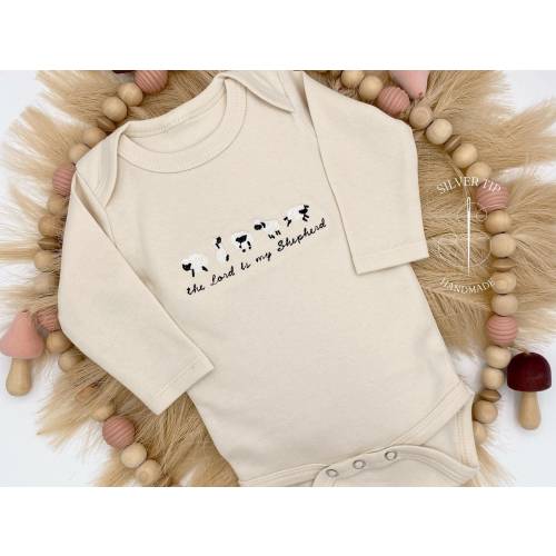 Embroidered The Lord is my Shepherd Bodysuit, Faith Bodysuit, Christian Baby Gifts, Baby Shower Gift, Cute Christian Baby Bodysuit, Lambs