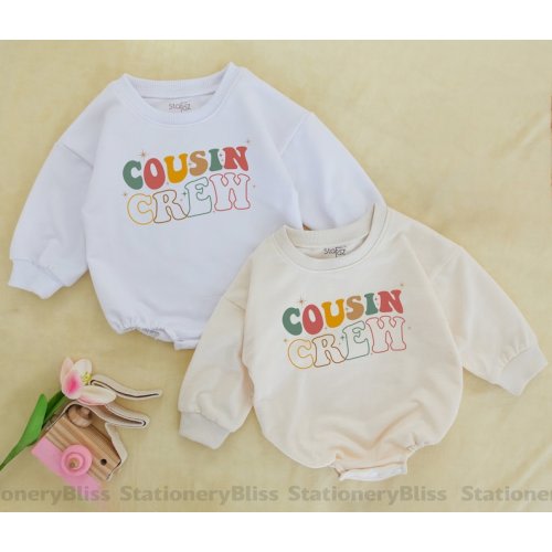 STAFAZ Cousin Crew Romper, Boho Retro Kid Outfit, Retro Cousin Crew Gift, Retro Natural Infant, Baby Sweatshirt Romper, Gender Neutral Tee - Etsy