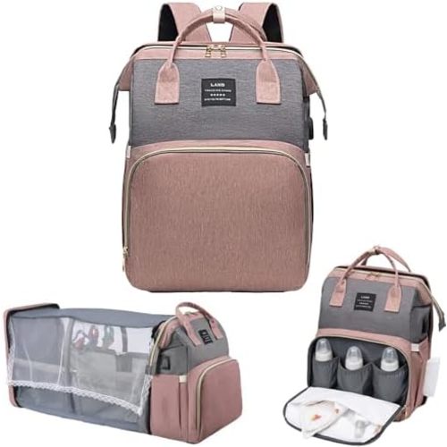 Diaper Bag Backpack with Changing Station Waterproof Expandable Baby Diaper Bags Backpack with USB Charging Port