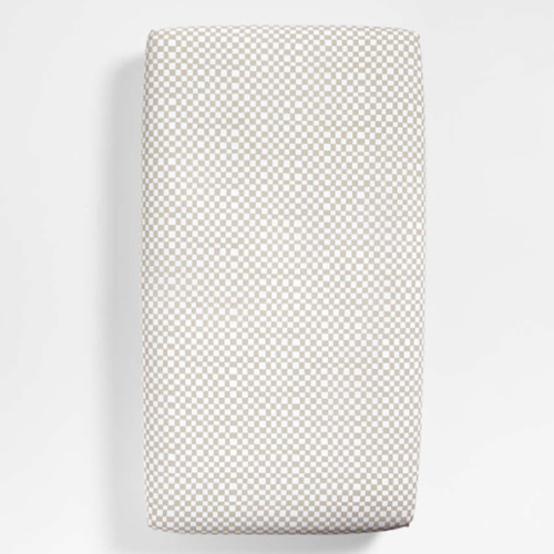 Venice Natural Taupe Organic Cotton Baby Crib Fitted Sheet by Leanne Ford