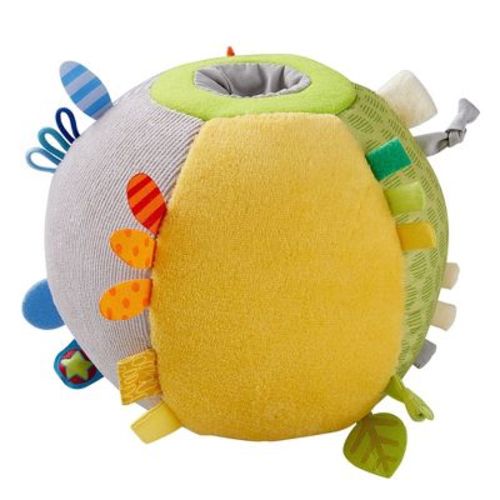 HABA Soft Sensory Ball Discovery Toy - Plush Baby Tag Toy with Rattle, Tummy Time Toys & Play Pen Balls, 6.5" Machine Washable for 6 Months & Up