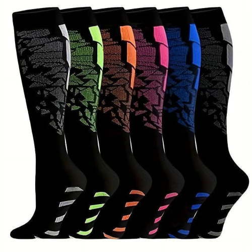 Kilaqueen 6 Pairs Compression Socks for Women & Men Circulation Graduated Supports Socks for Nurses Running Climbing Athletic Sports Cycling Knee High Stockings