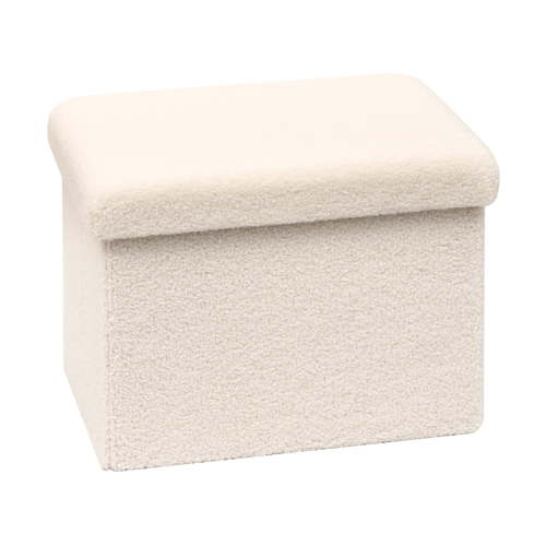 PINPLUS 16.5" Folding Storage Ottoman Cube,Foot Rest Stool Seat for Living Room,White,Sherpa Fabric