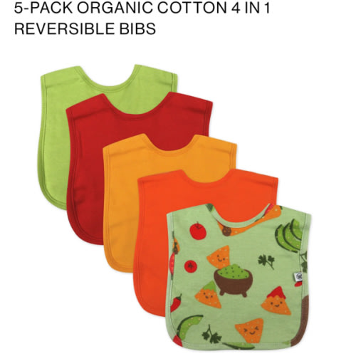 5-Pack Organic Cotton 4 in 1 Reversible Bibs | Honest Baby Clothing
