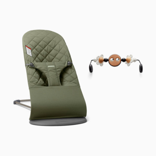 BabyBjörn Bouncer Bliss and Toy Bar Bundle - Dark Green/Bw Googly Eyes