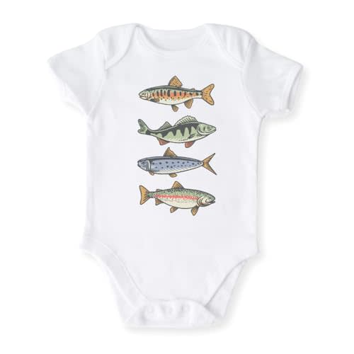 MangoHouse Trout Fish Baby Bodysuit Fishing Tshirt for Kids Toddler Tee Cute Baby Gift for Baby Clothes Fishing Outfit